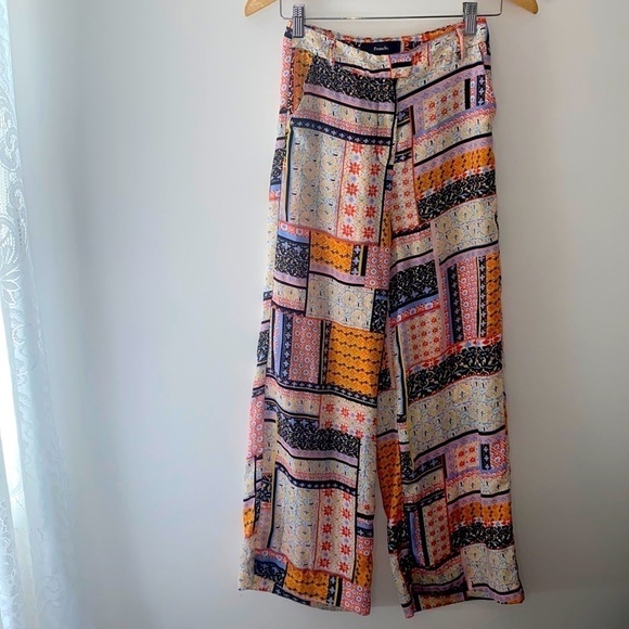 Pomelo Patchwork Mosaic Print Boho Wide Leg Pants - Picture 1 of 7